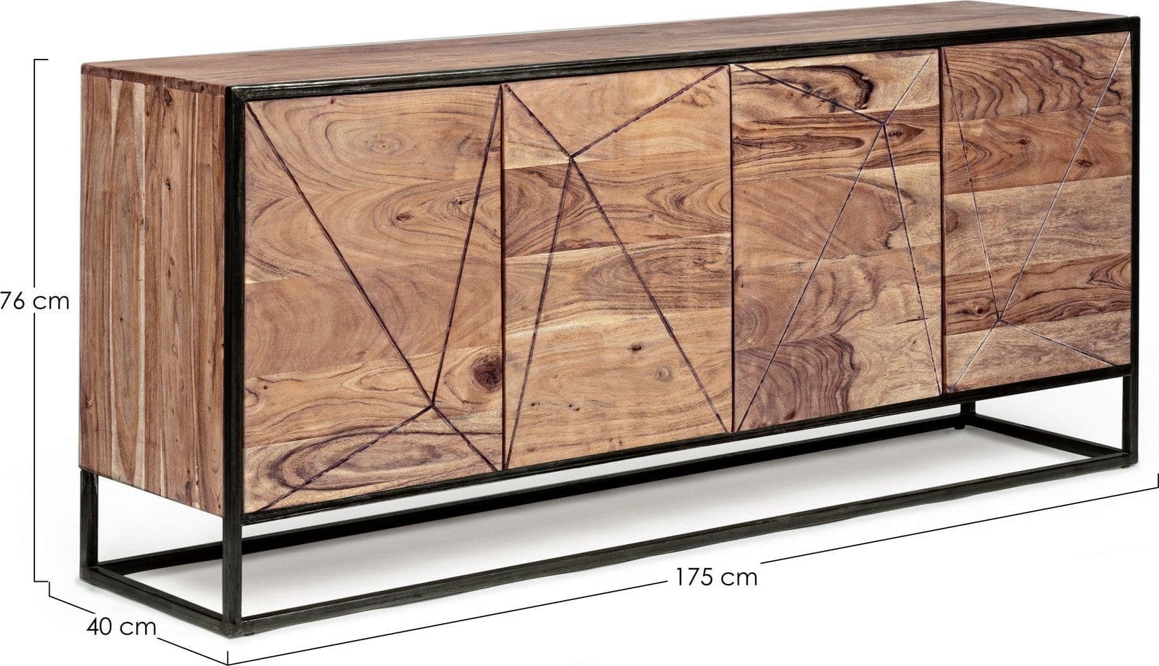 Credenza "Egon" con struttura in legno di acacia e acciaio, schienale in compensato, stile moderno in Credenze Decor Space - Altamura, commercioVirtuoso.it