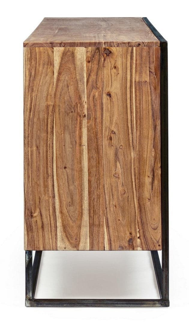 Credenza "Egon" con struttura in legno di acacia e acciaio, schienale in compensato, stile moderno in Credenze Decor Space - Altamura, commercioVirtuoso.it