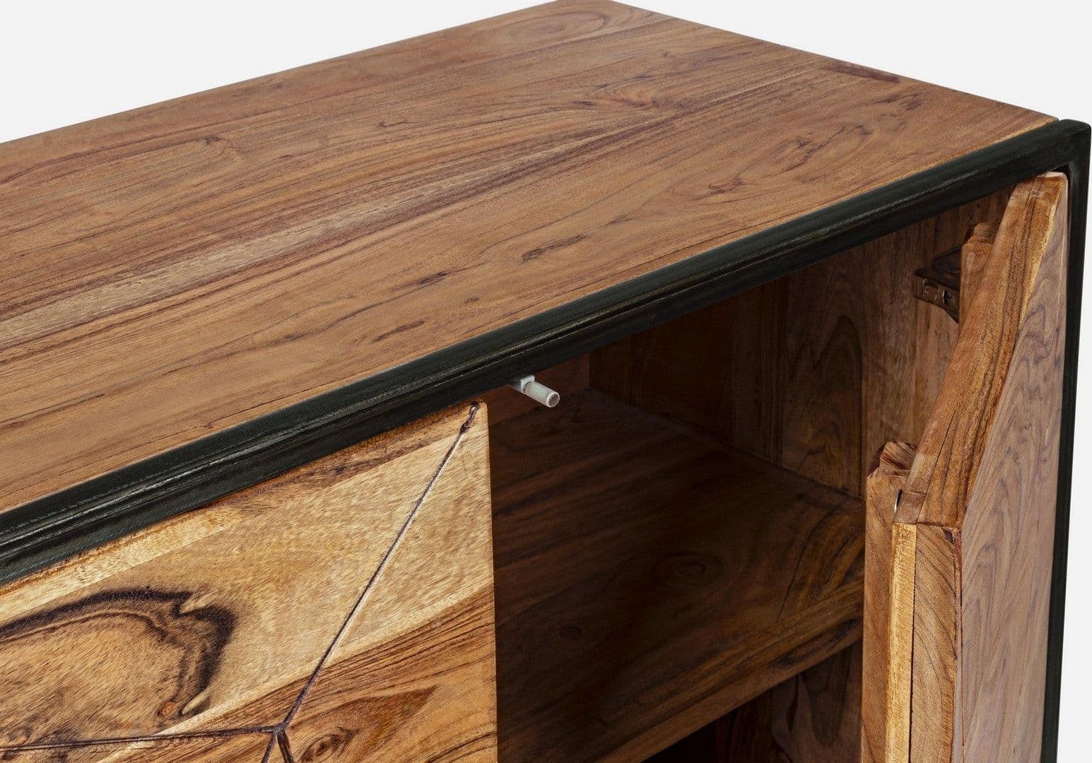 Credenza "Egon" con struttura in legno di acacia e acciaio, schienale in compensato, stile moderno in Credenze Decor Space - Altamura, commercioVirtuoso.it