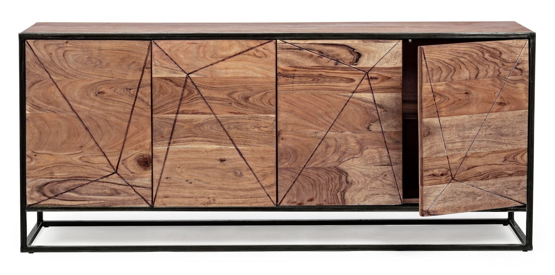 Credenza "Egon" con struttura in legno di acacia e acciaio, schienale in compensato, stile moderno in Credenze Decor Space - Altamura, commercioVirtuoso.it