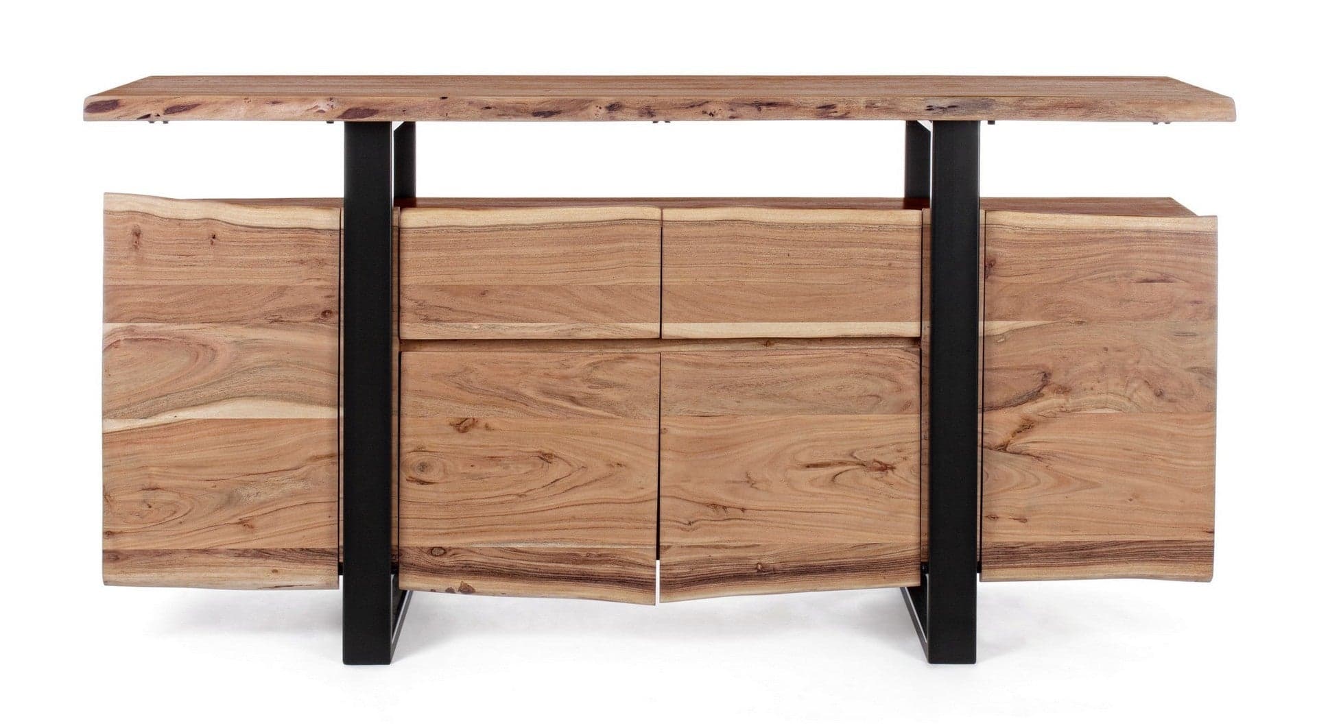 Credenza "Artur", 4 ante e 2 cassetti, struttura in legno di acacia e acciaio, 175 cm in Credenze Decor Space - Altamura, commercioVirtuoso.it