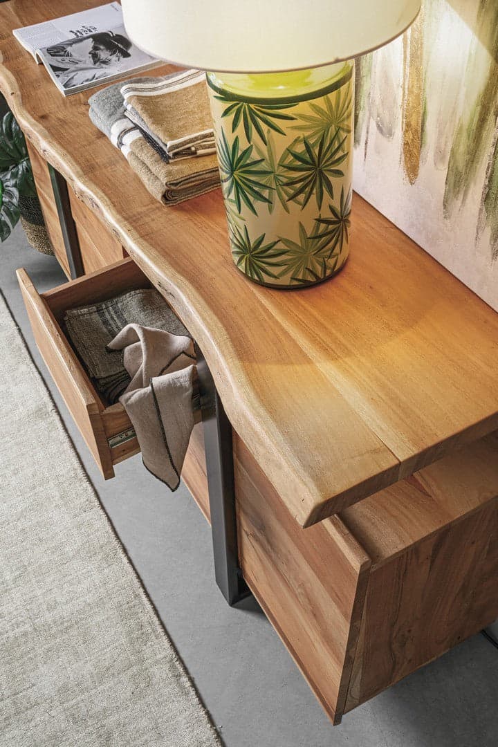 Credenza "Artur", 4 ante e 2 cassetti, struttura in legno di acacia e acciaio, 175 cm in Credenze Decor Space - Altamura, commercioVirtuoso.it