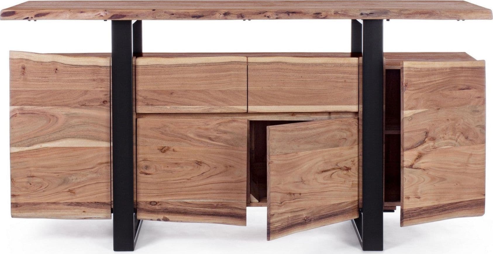 Credenza "Artur", 4 ante e 2 cassetti, struttura in legno di acacia e acciaio, 175 cm in Credenze Decor Space - Altamura, commercioVirtuoso.it