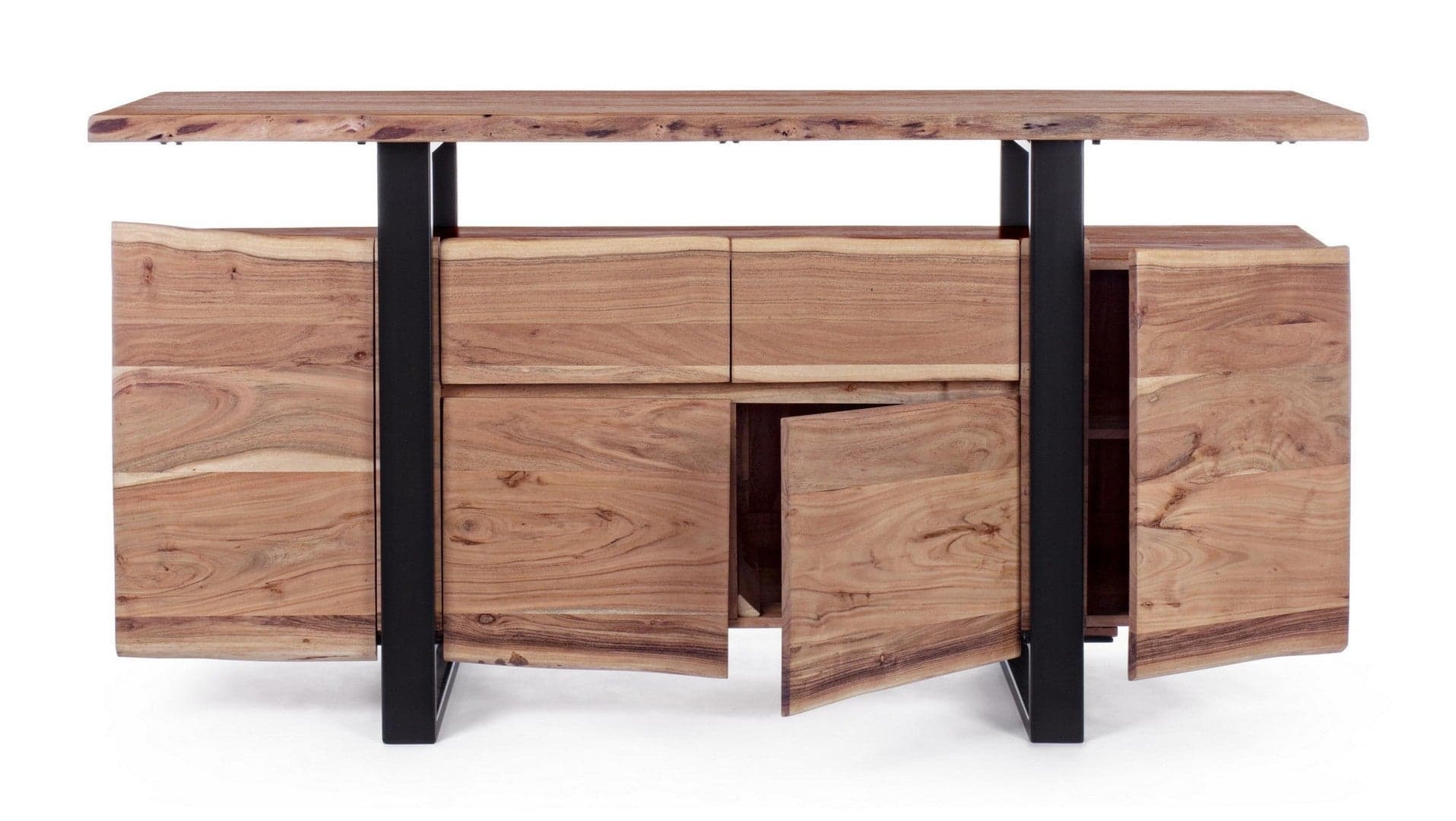 Credenza "Artur", 4 ante e 2 cassetti, struttura in legno di acacia e acciaio, 175 cm in Credenze Decor Space - Altamura, commercioVirtuoso.it