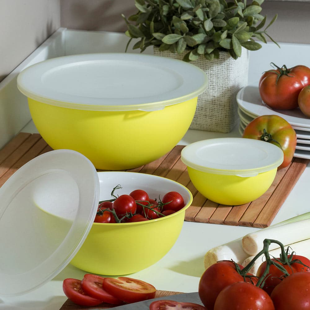 Set 2 ciotole con tappi  scodella da cucina moderna in tinta unita da 1.7 lt in Ciotole per preparazione dolci Decor Space - Altamura, commercioVirtuoso.it
