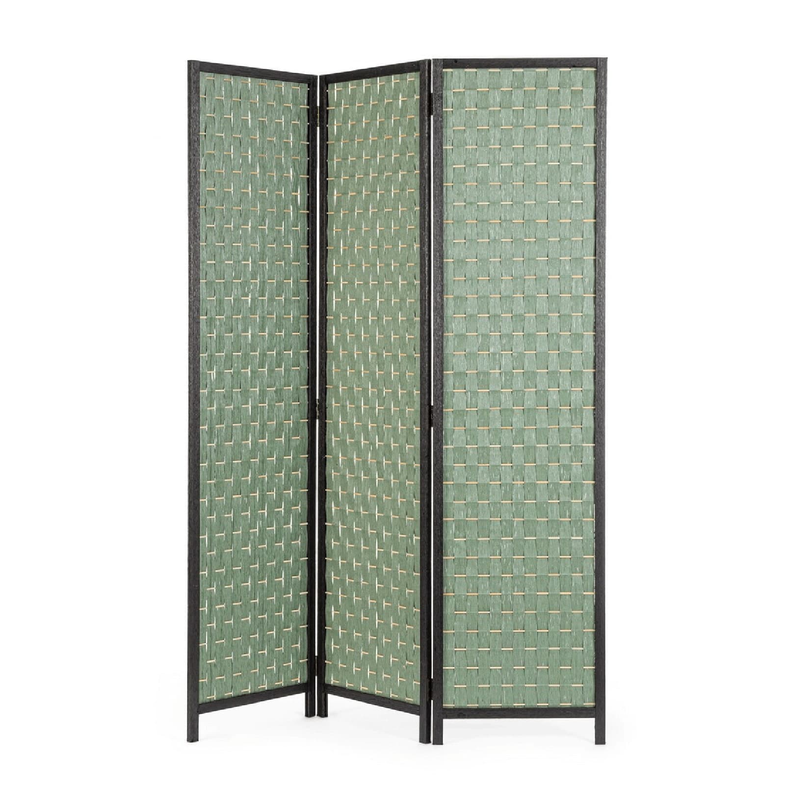 Paravento dheva naturale e verde in bamboo, carta, legno di pioppo, 135 x 180 cm in Paraventi Decor Space - Altamura, commercioVirtuoso.it