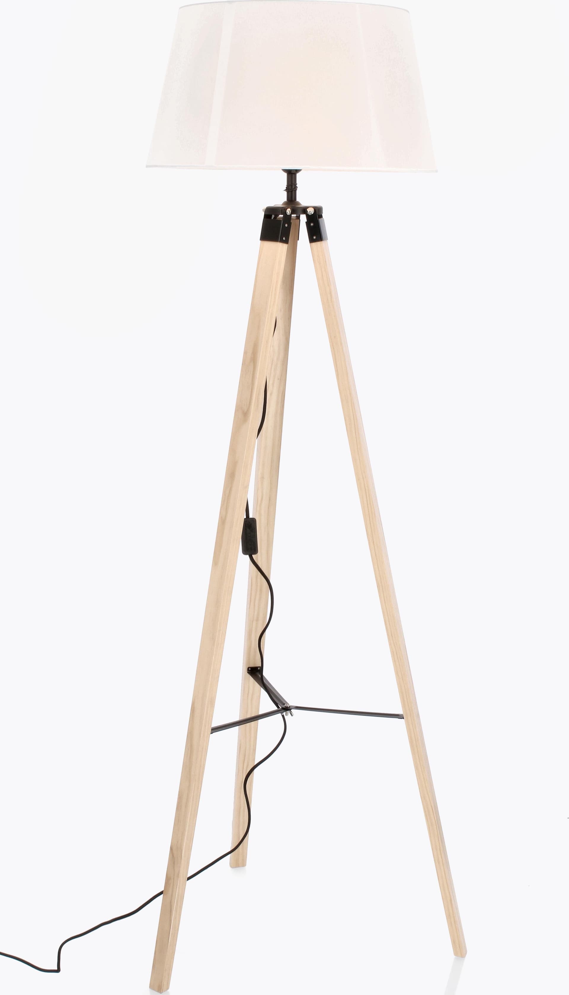 Piantana "Wood" Bianco  in acciaio e legno di pino h 150 cm in Lampade da terra Decor Space - Altamura, commercioVirtuoso.it