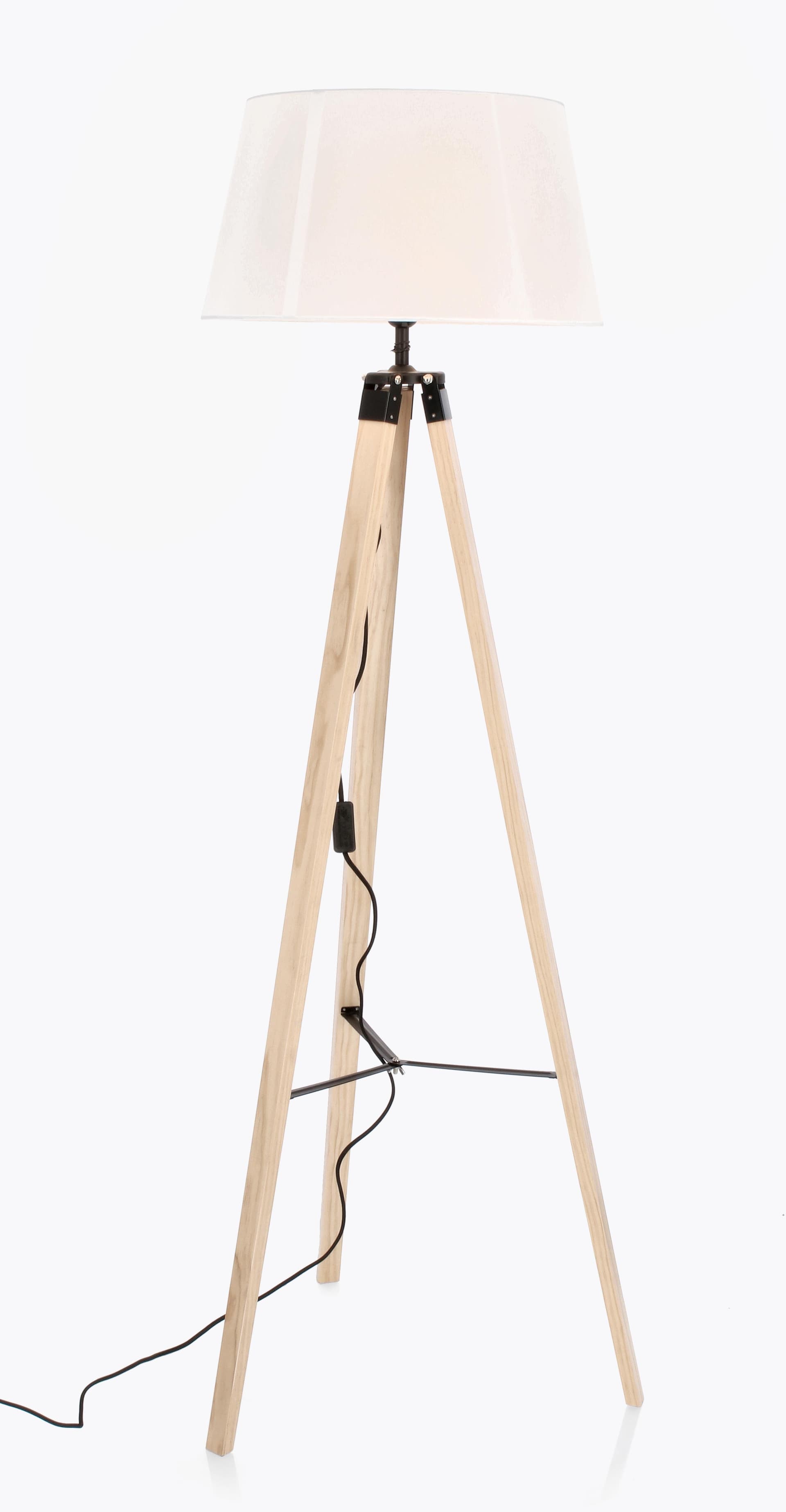 Piantana "Wood" Bianco  in acciaio e legno di pino h 150 cm in Lampade da terra Decor Space - Altamura, commercioVirtuoso.it