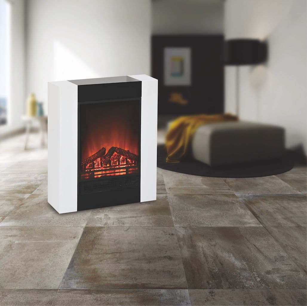 Camino elettrico da muro bianco 1500 W per arredamento Moderno in Stufe elettriche Decor Space - Altamura, commercioVirtuoso.it