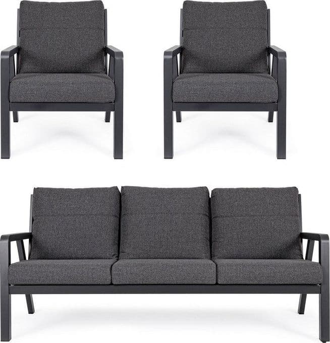Salottino Moderno "Truman" in alluminio antiruggine con cuscini da giardino e veranda per esterno in Set di mobili Decor Space - Altamura, commercioVirtuoso.it