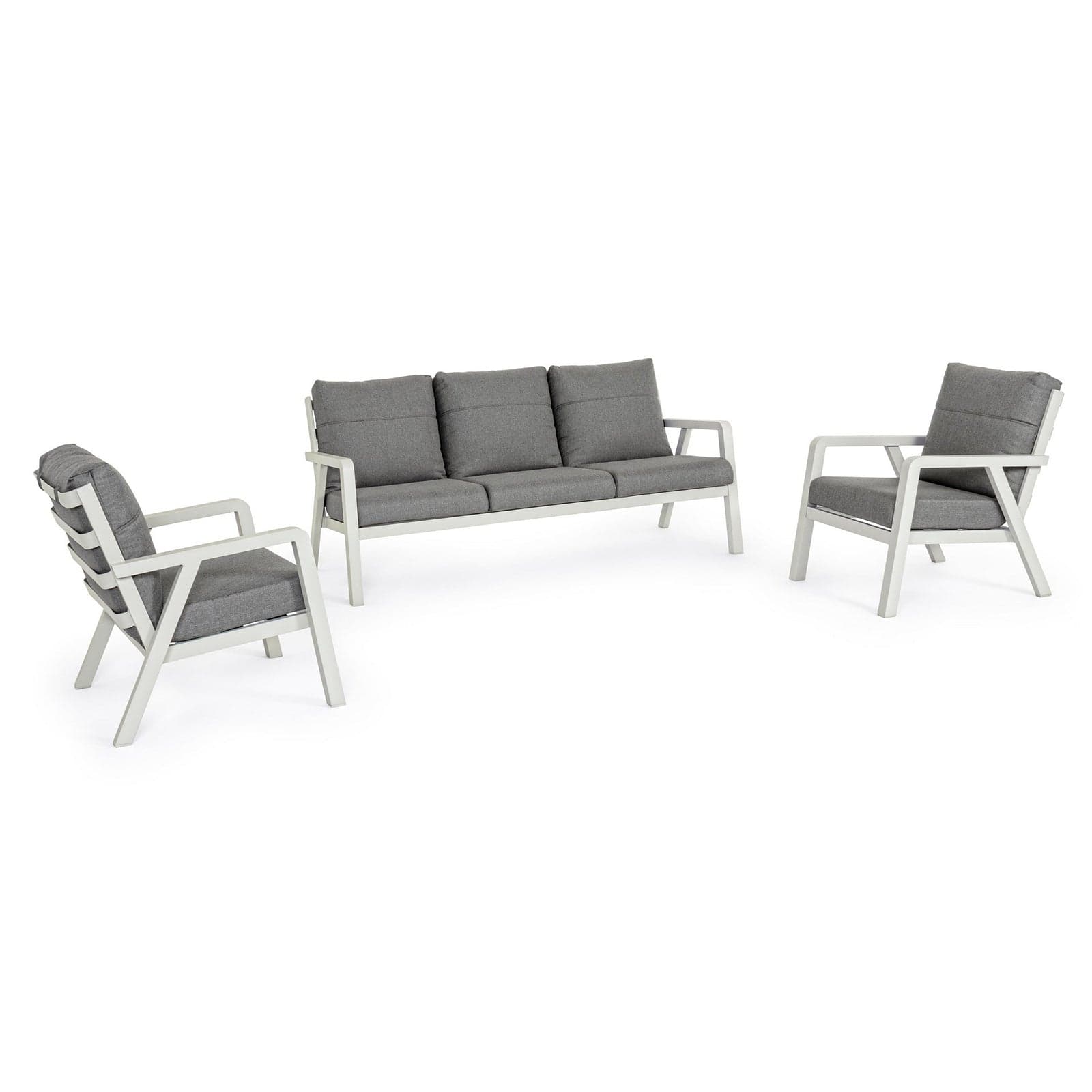 Salottino Moderno "Truman" in alluminio antiruggine con cuscini da giardino e veranda per esterno in Set di mobili Decor Space - Altamura, commercioVirtuoso.it