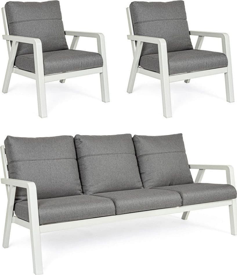Salottino Moderno "Truman" in alluminio antiruggine con cuscini da giardino e veranda per esterno in Set di mobili Decor Space - Altamura, commercioVirtuoso.it
