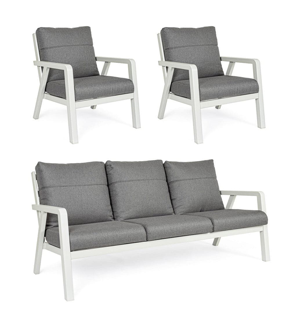 Salottino Moderno "Truman" in alluminio antiruggine con cuscini da giardino e veranda per esterno in Set di mobili Decor Space - Altamura, commercioVirtuoso.it