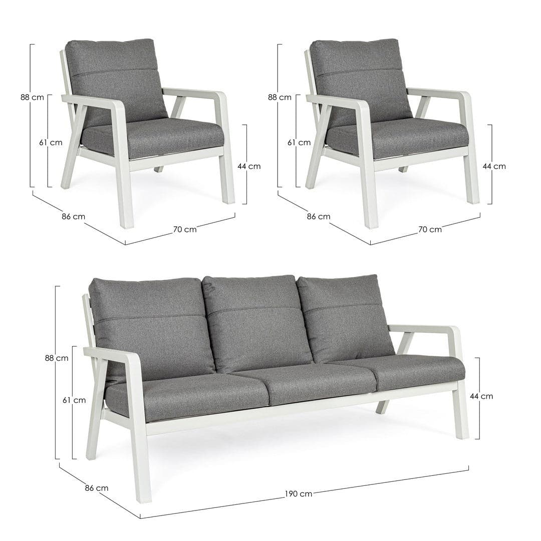 Salottino Moderno "Truman" in alluminio antiruggine con cuscini da giardino e veranda per esterno in Set di mobili Decor Space - Altamura, commercioVirtuoso.it