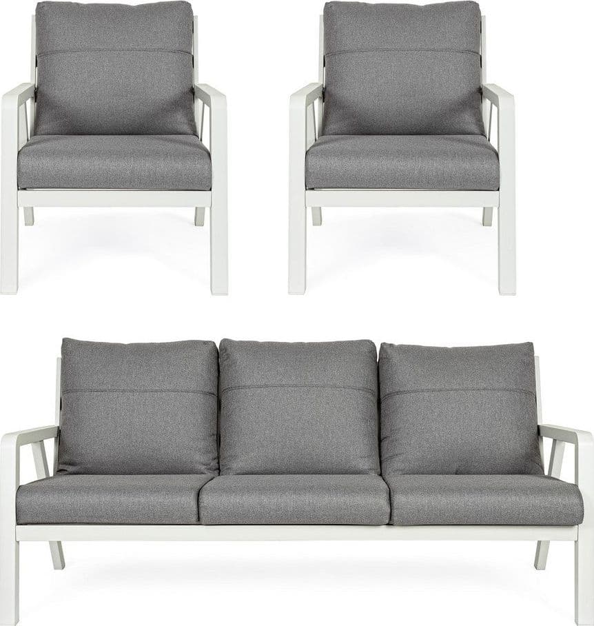 Salottino Moderno "Truman" in alluminio antiruggine con cuscini da giardino e veranda per esterno in Set di mobili Decor Space - Altamura, commercioVirtuoso.it