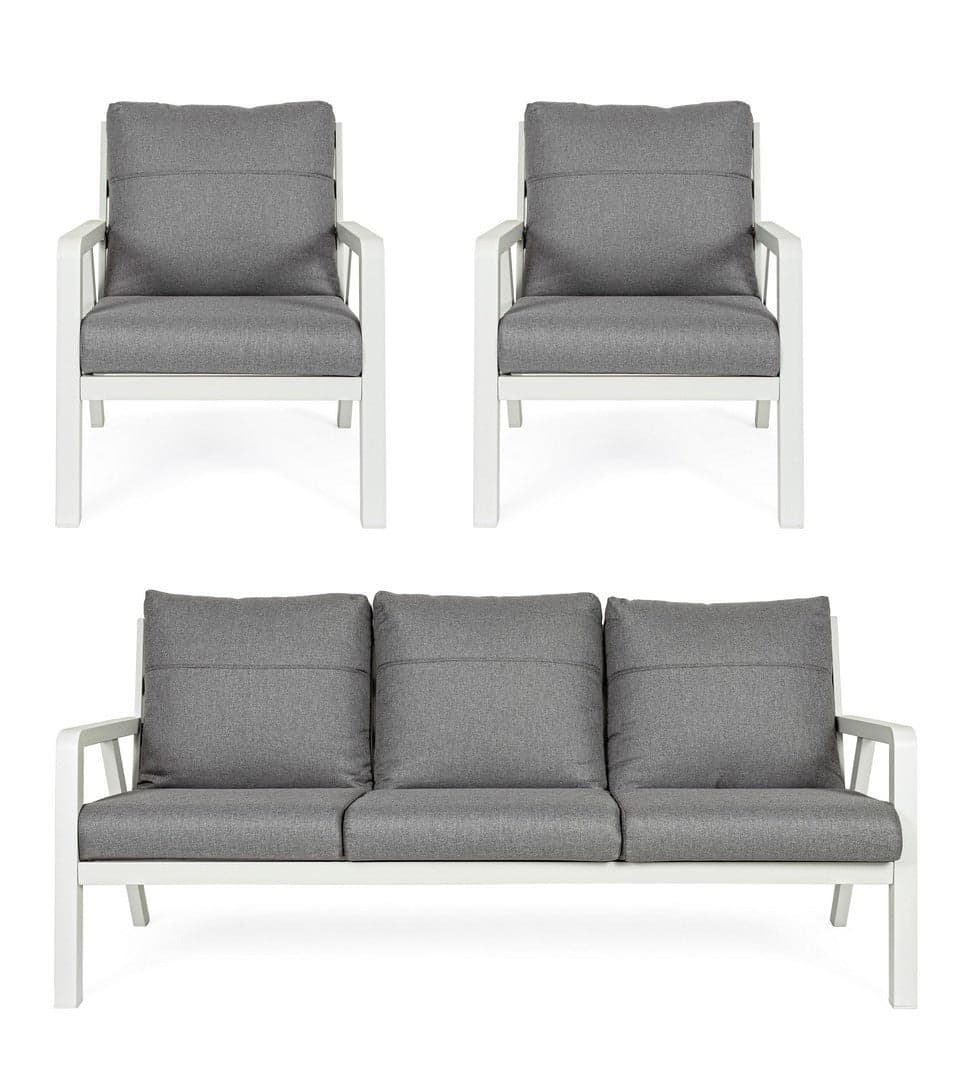 Salottino Moderno "Truman" in alluminio antiruggine con cuscini da giardino e veranda per esterno in Set di mobili Decor Space - Altamura, commercioVirtuoso.it