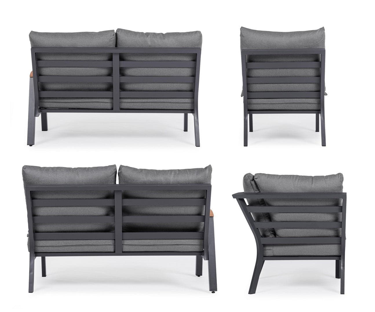 Salottino Moderno "Truman" in alluminio antiruggine con cuscini da giardino e veranda per esterno in Set di mobili Decor Space - Altamura, commercioVirtuoso.it