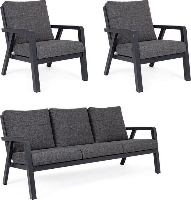Salottino Moderno "Truman" in alluminio antiruggine con cuscini da giardino e veranda per esterno in Set di mobili Decor Space - Altamura, commercioVirtuoso.it