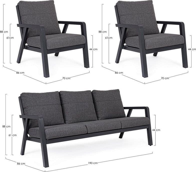 Salottino Moderno "Truman" in alluminio antiruggine con cuscini da giardino e veranda per esterno in Set di mobili Decor Space - Altamura, commercioVirtuoso.it