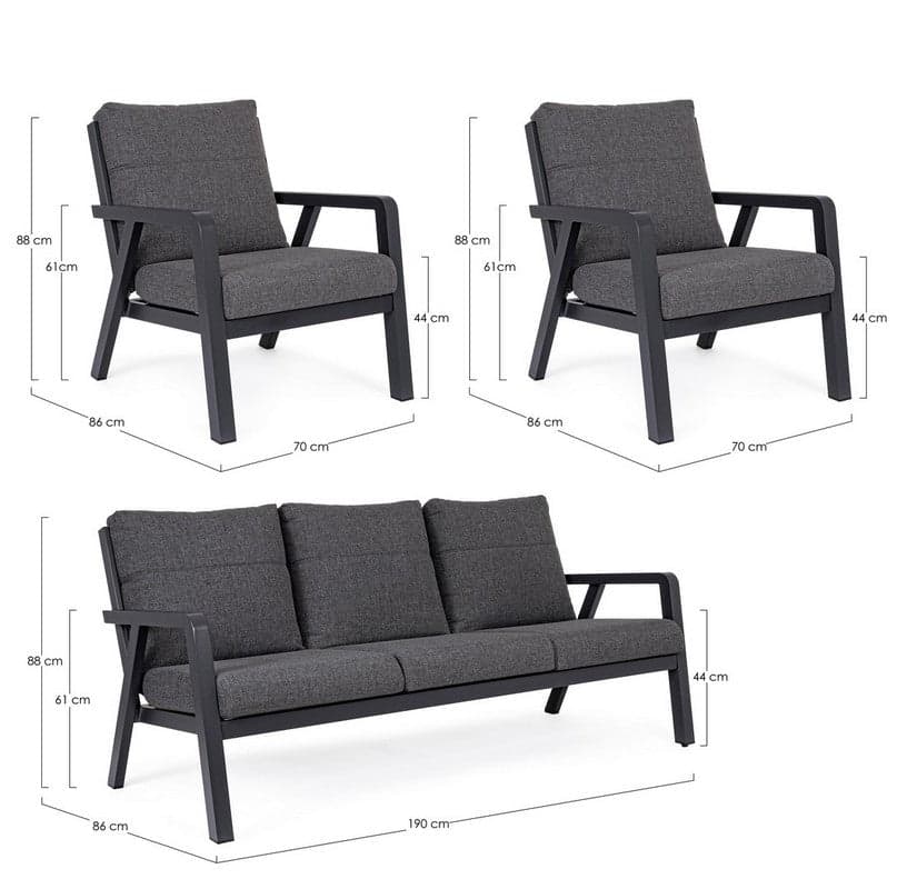 Salottino Moderno "Truman" in alluminio antiruggine con cuscini da giardino e veranda per esterno in Set di mobili Decor Space - Altamura, commercioVirtuoso.it