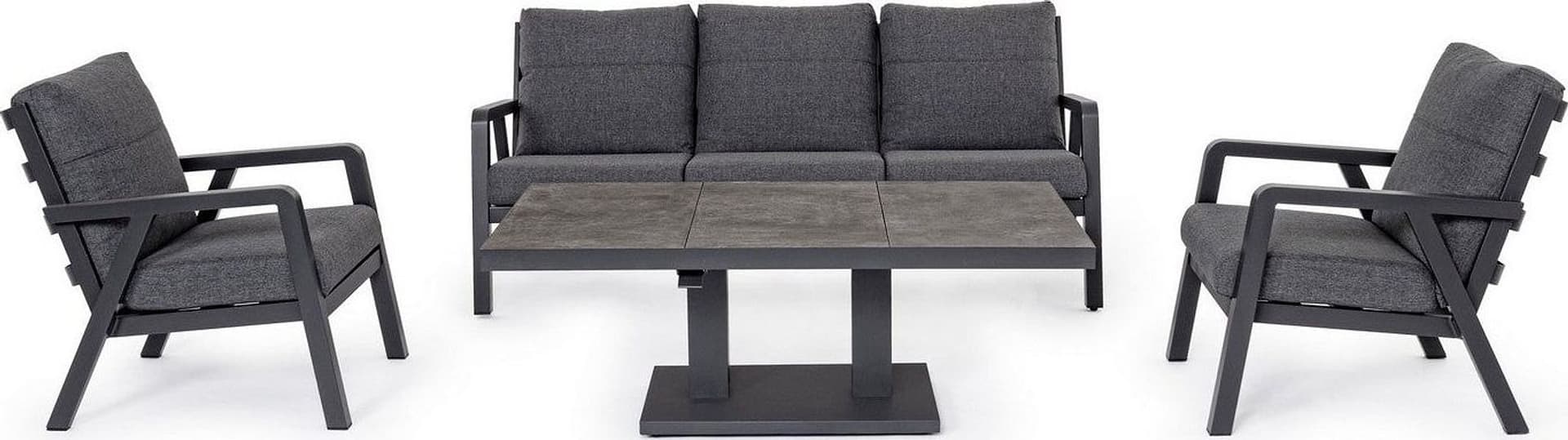 Salottino Moderno "Truman" in alluminio antiruggine con cuscini da giardino e veranda per esterno in Set di mobili Decor Space - Altamura, commercioVirtuoso.it