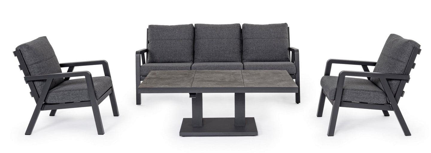 Salottino Moderno "Truman" in alluminio antiruggine con cuscini da giardino e veranda per esterno in Set di mobili Decor Space - Altamura, commercioVirtuoso.it