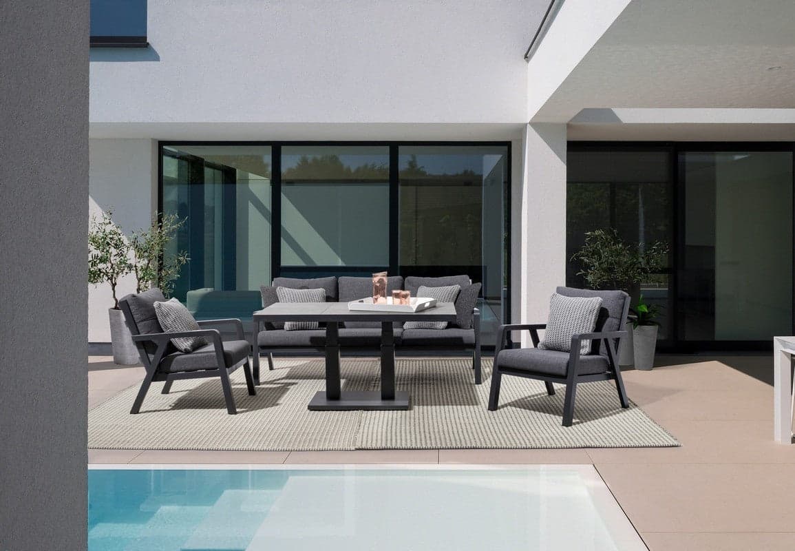Salottino Moderno "Truman" in alluminio antiruggine con cuscini da giardino e veranda per esterno in Set di mobili Decor Space - Altamura, commercioVirtuoso.it