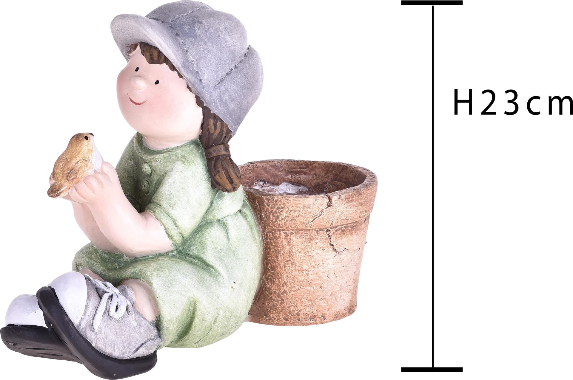 Statuetta di bambina con uccellino decorazione per esterno e giardino da 23 cm in Statue Decor Space - Altamura, commercioVirtuoso.it