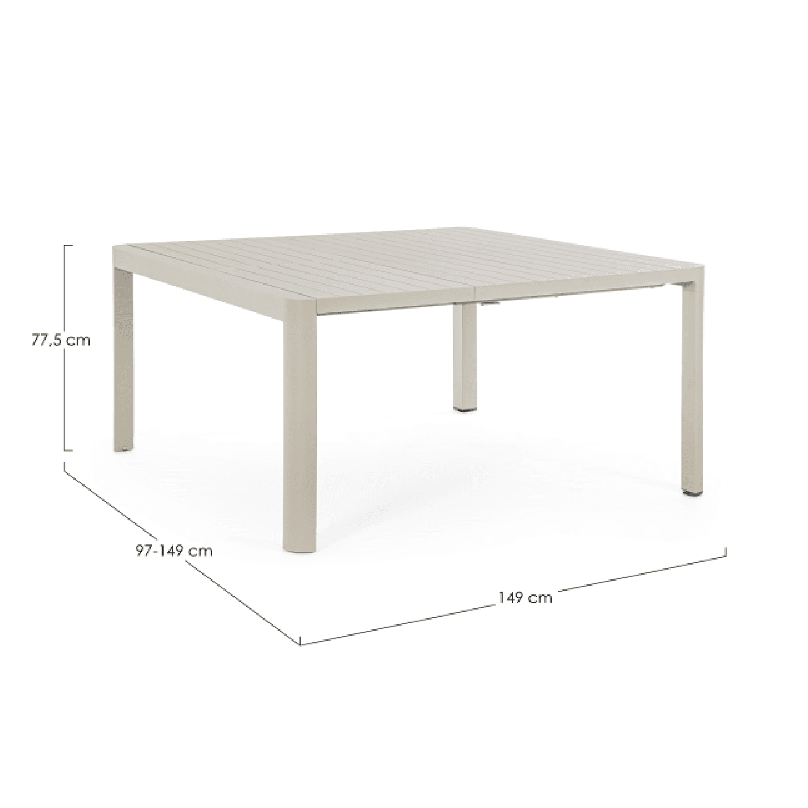 Tavolo in alluminio quadrato allungabile "Kiplin" 149 X 97/149 cm in Tavoli standard Decor Space - Altamura, commercioVirtuoso.it