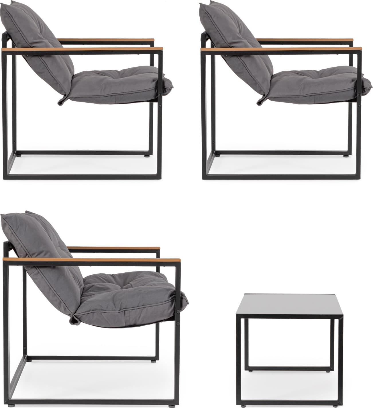 Salottino "Ilda" con poltrone, tavolino e divanetto, struttura in acciaio in Set di mobili Decor Space - Altamura, commercioVirtuoso.it