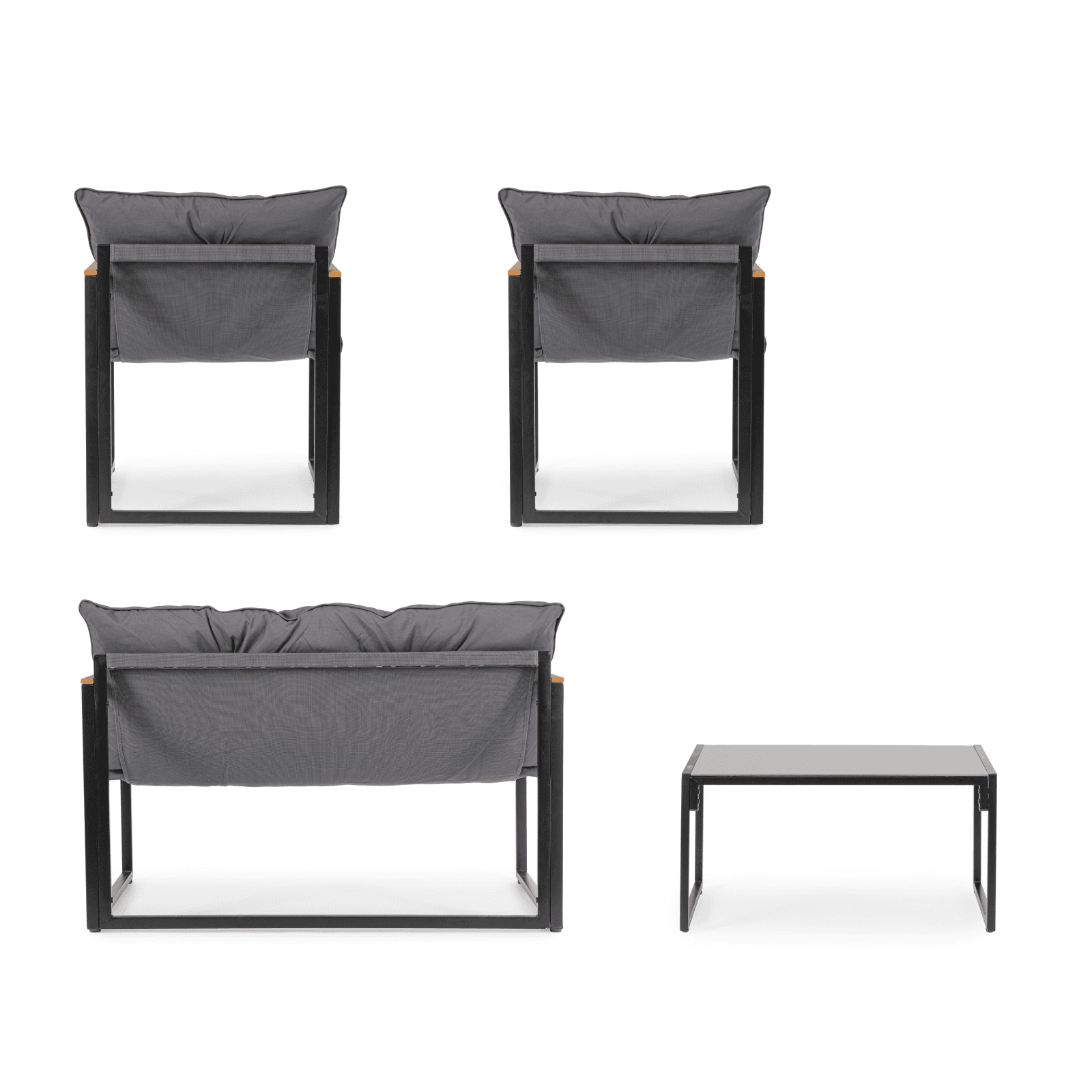 Salottino "Ilda" con poltrone, tavolino e divanetto, struttura in acciaio in Set di mobili Decor Space - Altamura, commercioVirtuoso.it
