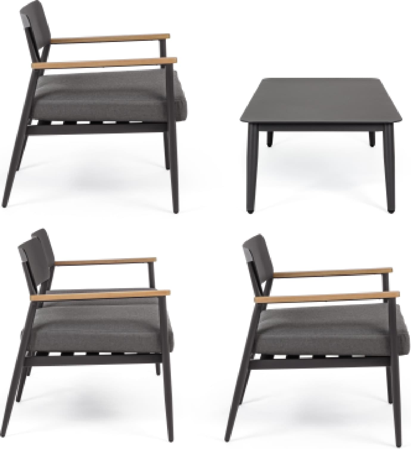 Salottino "Kaspian" con poltrone, tavolino e divanetto, in legno in Set di mobili Decor Space - Altamura, commercioVirtuoso.it