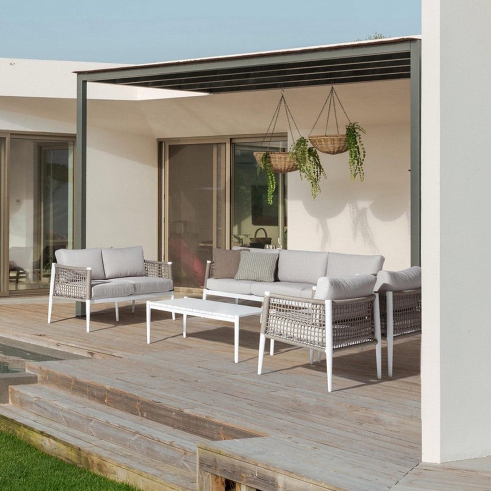 Salottino da giardino "Calypso" in alluminio in corda sintetica per esterno in Set di mobili Decor Space - Altamura, commercioVirtuoso.it