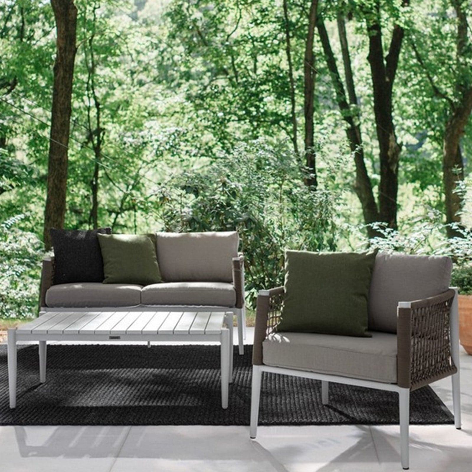 Salottino da giardino "Calypso" in alluminio in corda sintetica per esterno in Set di mobili Decor Space - Altamura, commercioVirtuoso.it