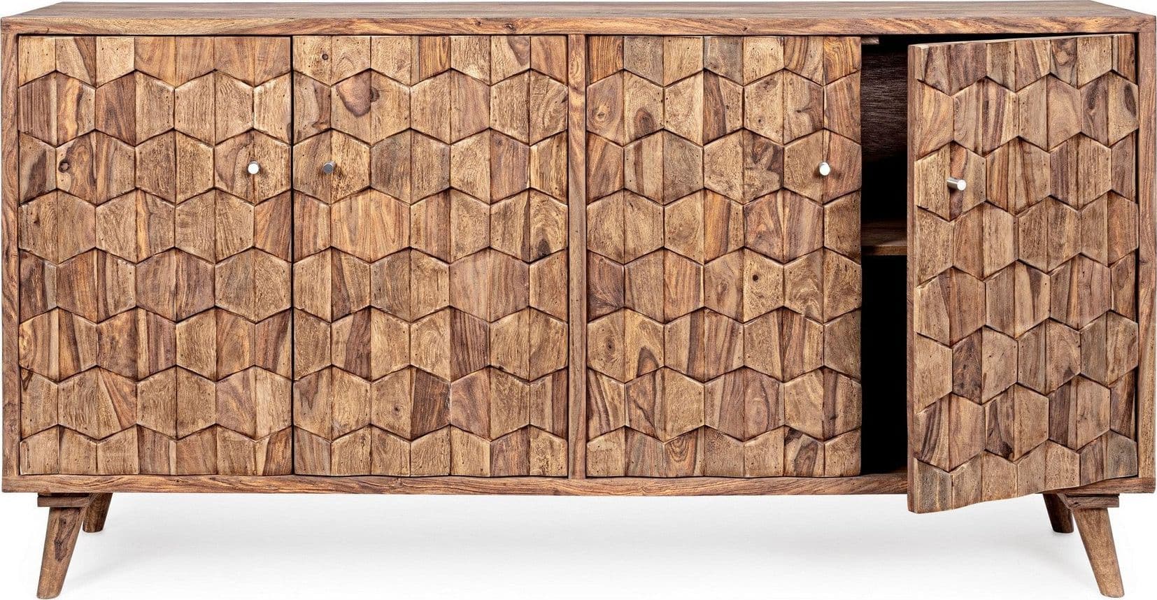 Credenza "Kant" con struttura e gambe in legno Sheesham, mobile in stile vintage in Credenze Decor Space - Altamura, commercioVirtuoso.it