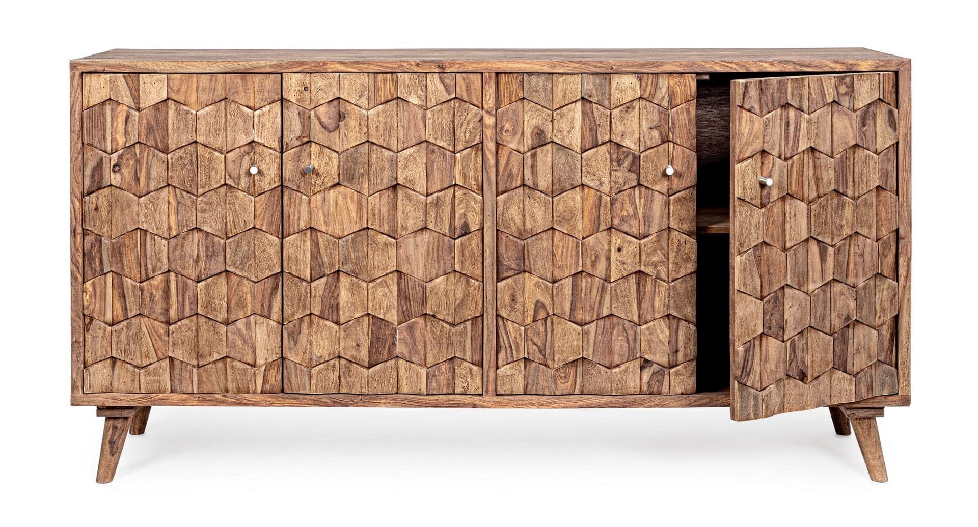 Credenza "Kant" con struttura e gambe in legno Sheesham, mobile in stile vintage in Credenze Decor Space - Altamura, commercioVirtuoso.it