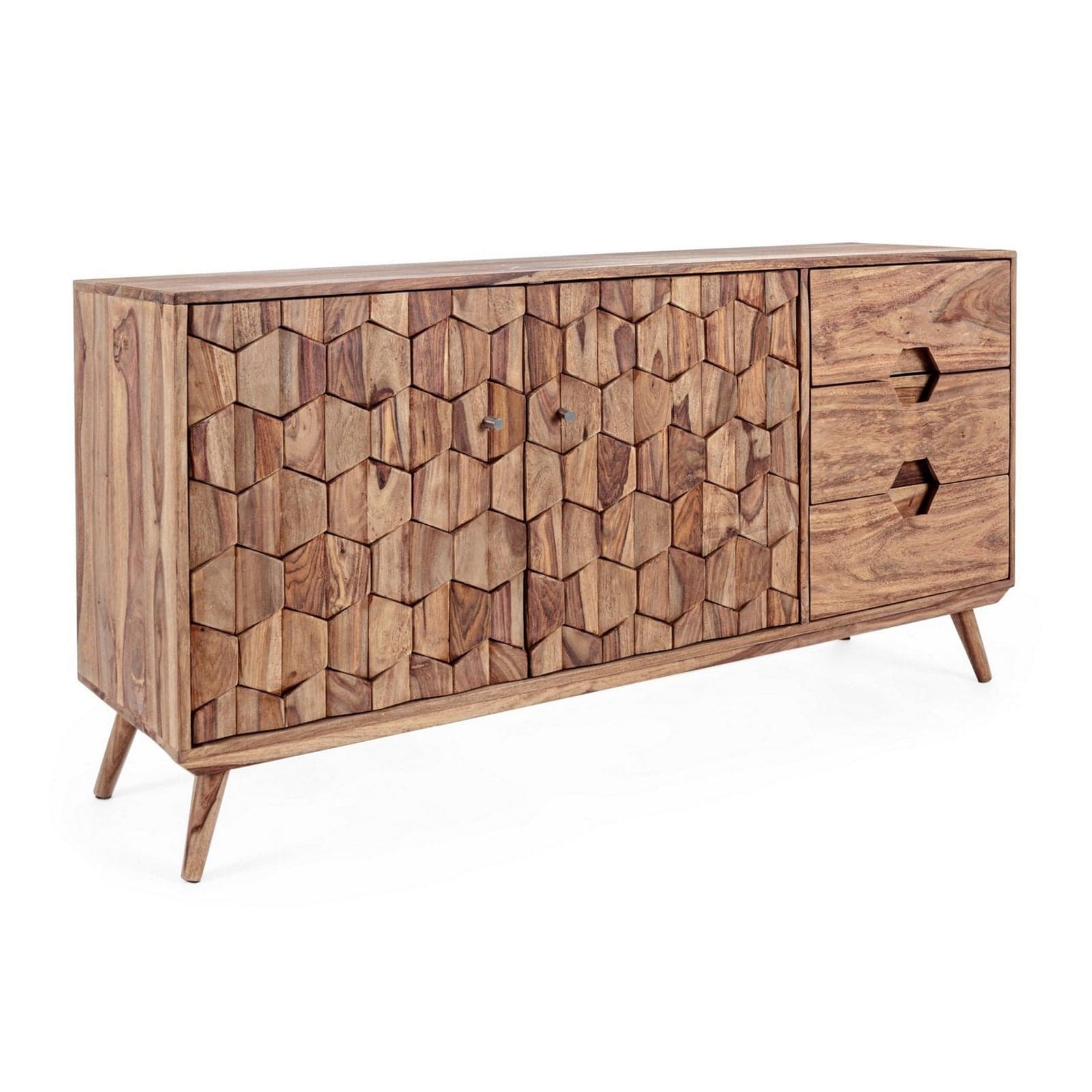 Credenza "Kant" con struttura e gambe in legno Sheesham, mobile in stile vintage in Credenze Decor Space - Altamura, commercioVirtuoso.it