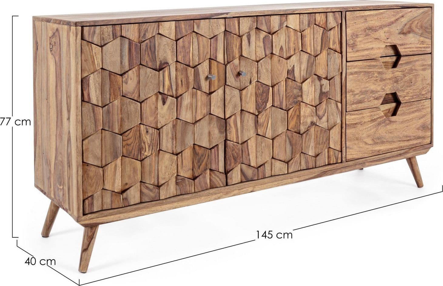 Credenza "Kant" con struttura e gambe in legno Sheesham, mobile in stile vintage in Credenze Decor Space - Altamura, commercioVirtuoso.it