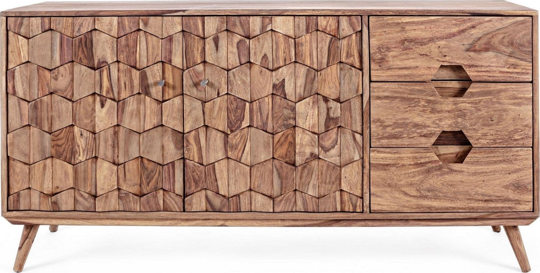 Credenza "Kant" con struttura e gambe in legno Sheesham, mobile in stile vintage in Credenze Decor Space - Altamura, commercioVirtuoso.it