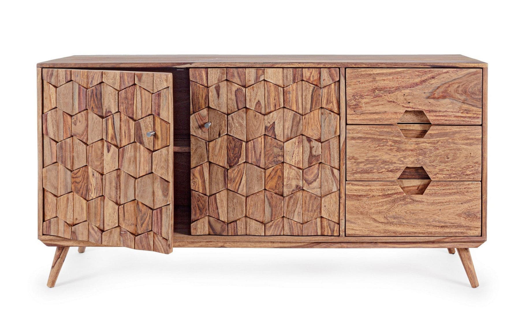Credenza "Kant" con struttura e gambe in legno Sheesham, mobile in stile vintage in Credenze Decor Space - Altamura, commercioVirtuoso.it