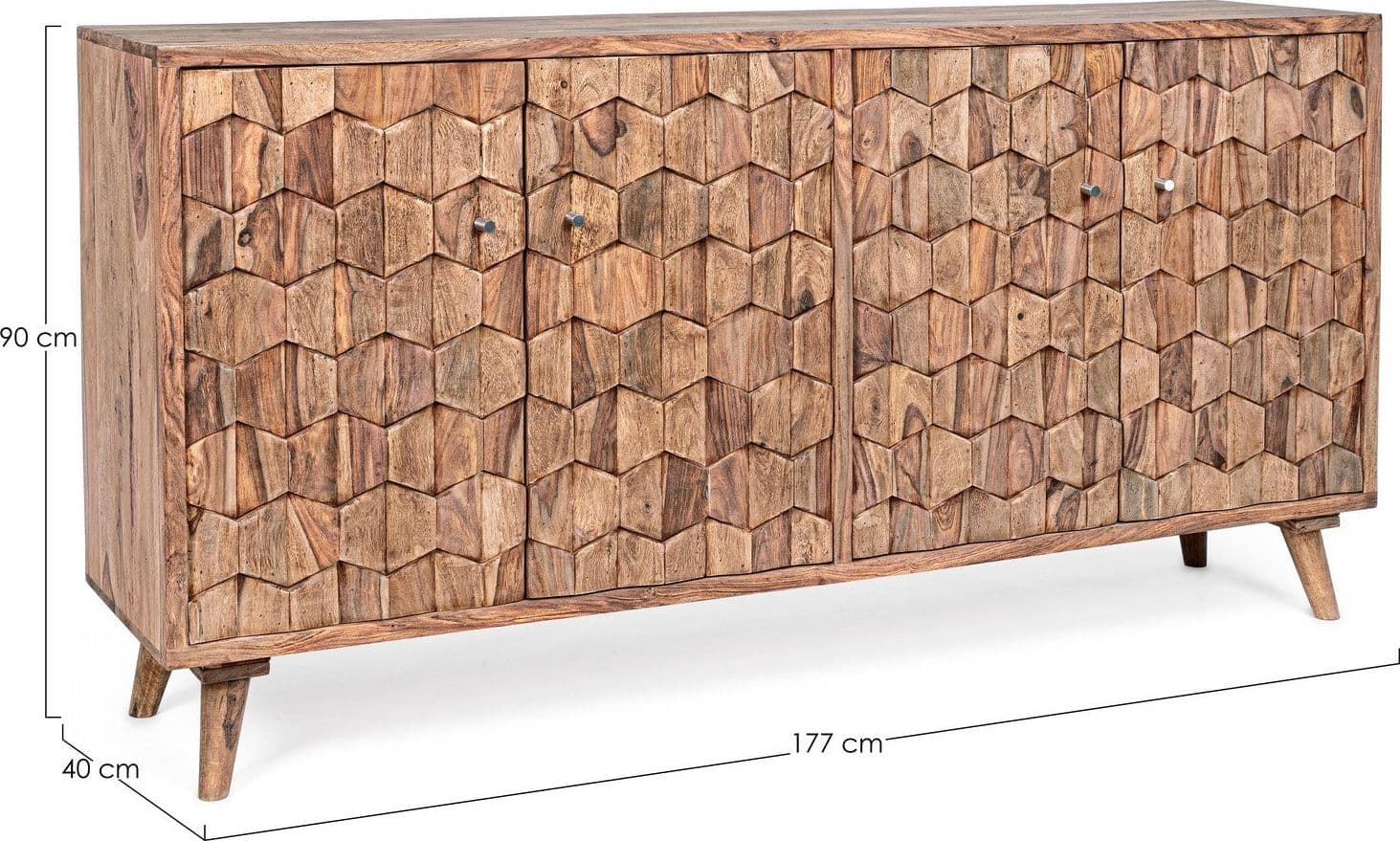 Credenza "Kant" con struttura e gambe in legno Sheesham, mobile in stile vintage in Credenze Decor Space - Altamura, commercioVirtuoso.it