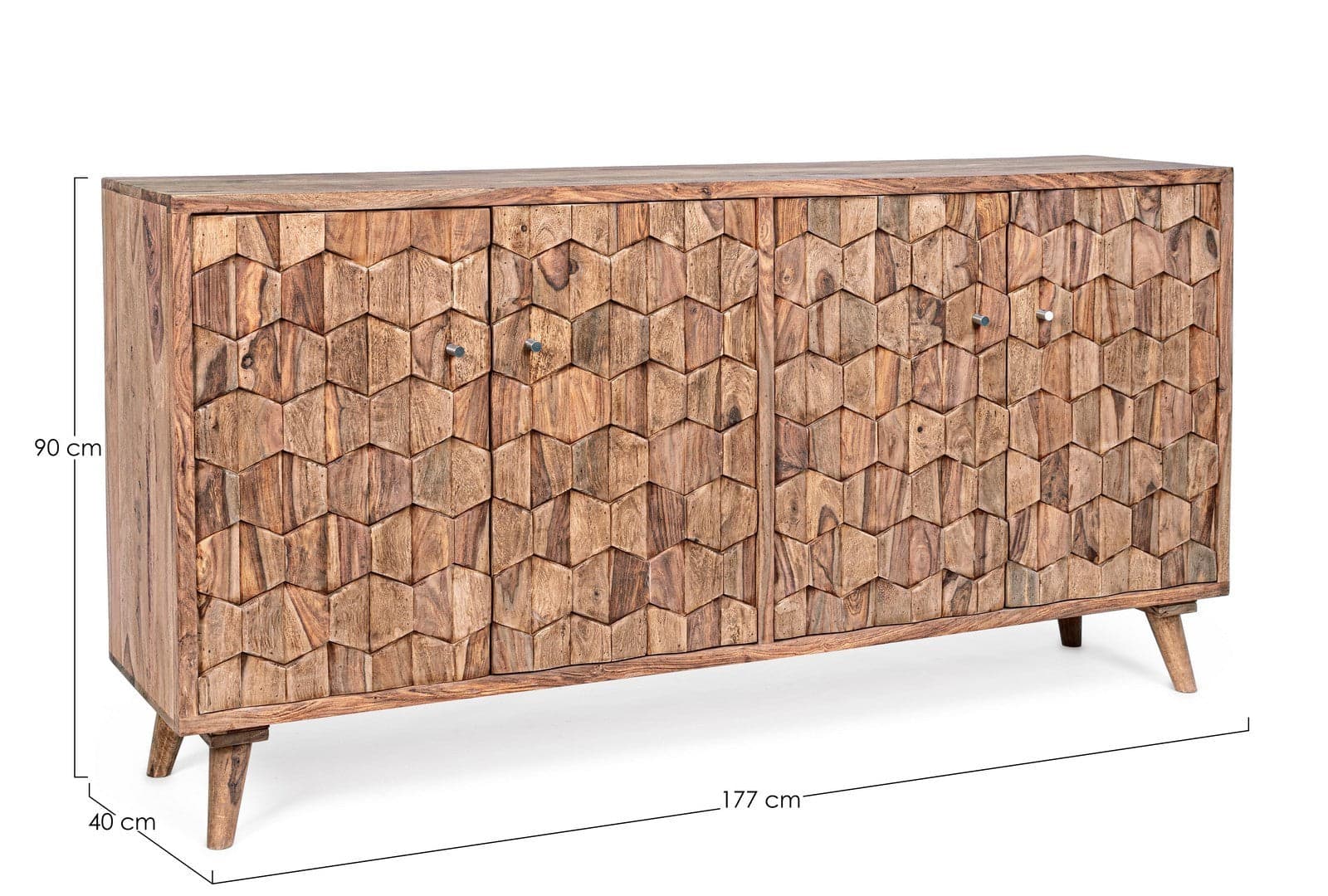 Credenza "Kant" con struttura e gambe in legno Sheesham, mobile in stile vintage in Credenze Decor Space - Altamura, commercioVirtuoso.it