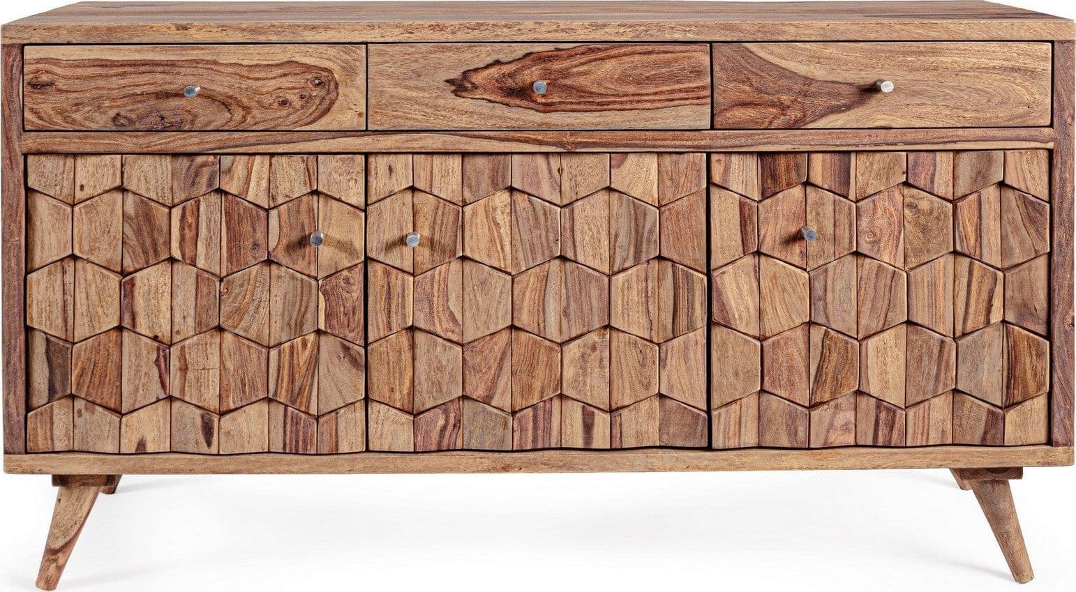 Credenza "Kant" con struttura e gambe in legno Sheesham, mobile in stile vintage - 22