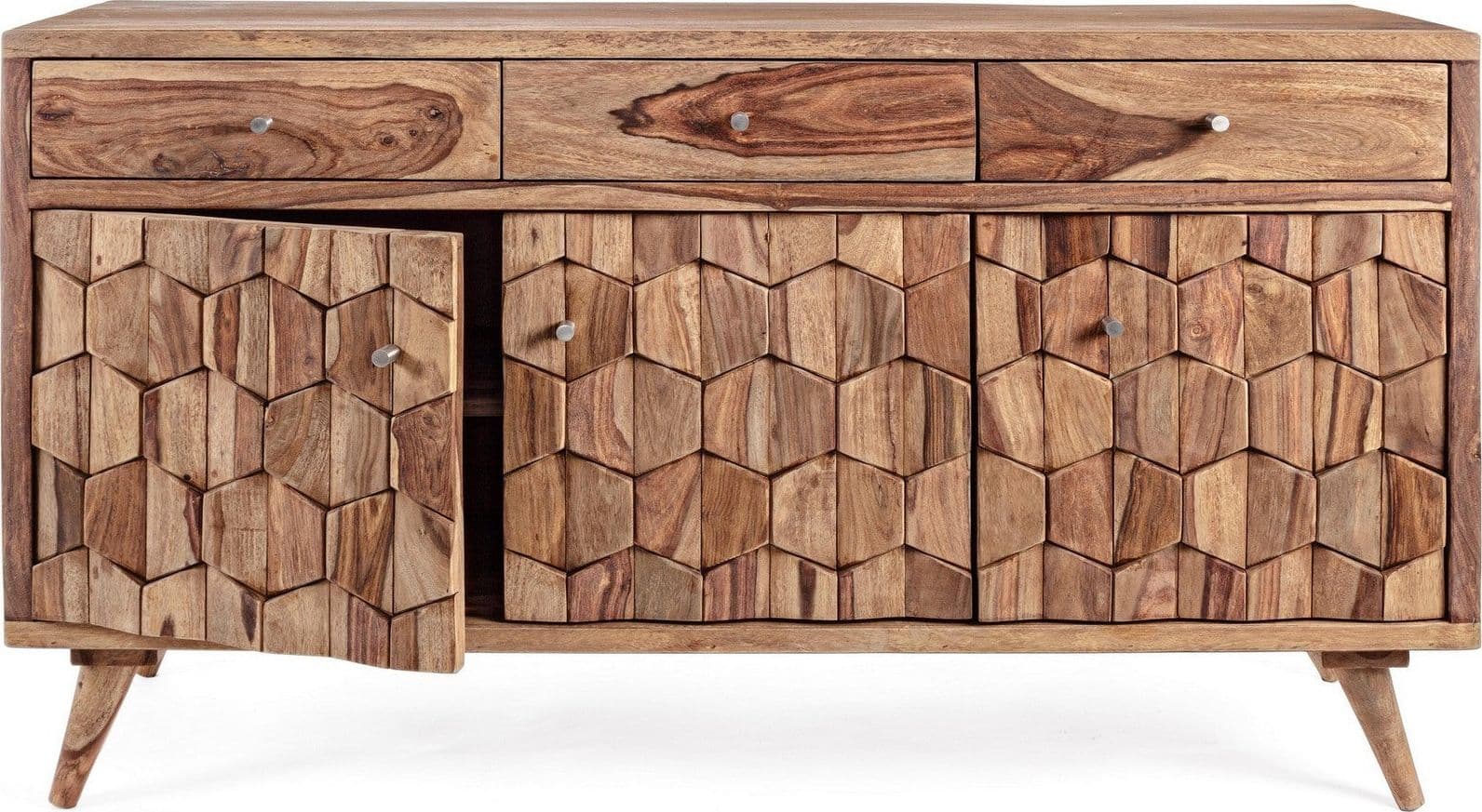 Credenza "Kant" con struttura e gambe in legno Sheesham, mobile in stile vintage - 27