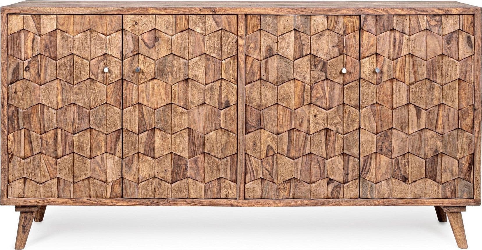Credenza "Kant" con struttura e gambe in legno Sheesham, mobile in stile vintage in Credenze Decor Space - Altamura, commercioVirtuoso.it