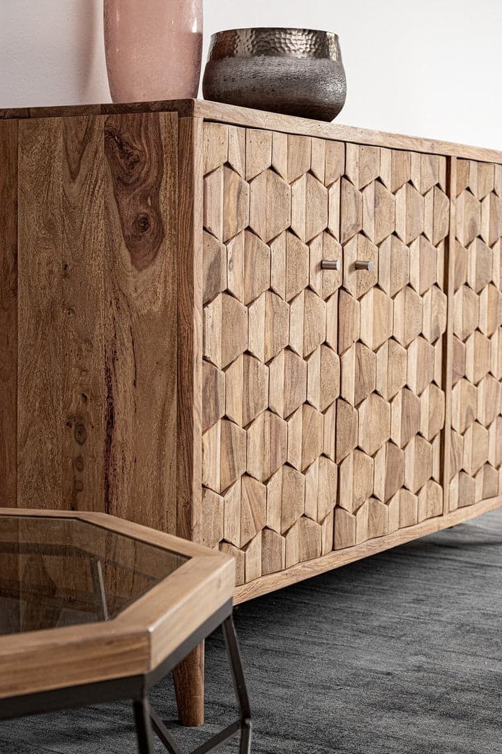 Credenza "Kant" con struttura e gambe in legno Sheesham, mobile in stile vintage in Credenze Decor Space - Altamura, commercioVirtuoso.it