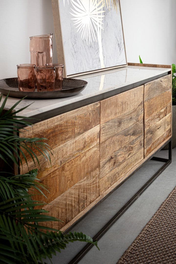 Credenza "Lambeth" con struttura in legno mango, mobile in stile moderno - 26