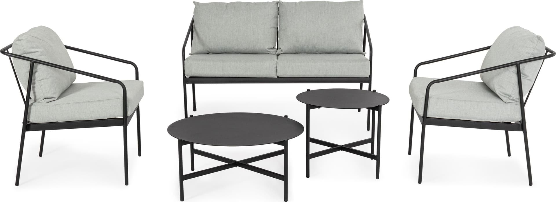 Salottino "Florian" con poltrone, tavolino e divanetto, struttura in acciaio in Set di mobili Decor Space - Altamura, commercioVirtuoso.it