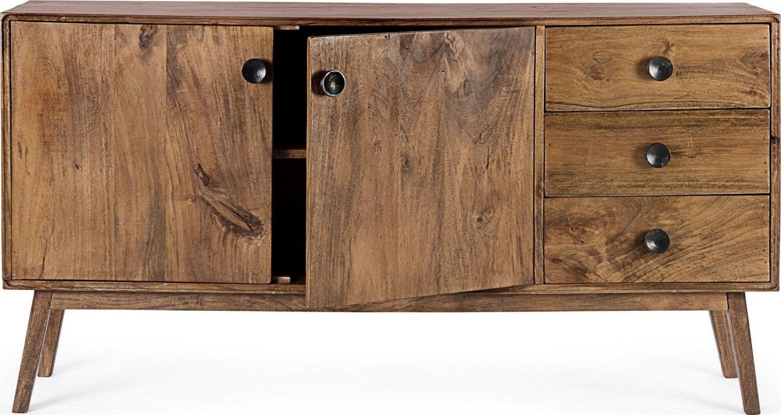 Credenza "Sylvester" con struttura e gambe in legno di mango, mobile in stile vintage in Credenze Decor Space - Altamura, commercioVirtuoso.it