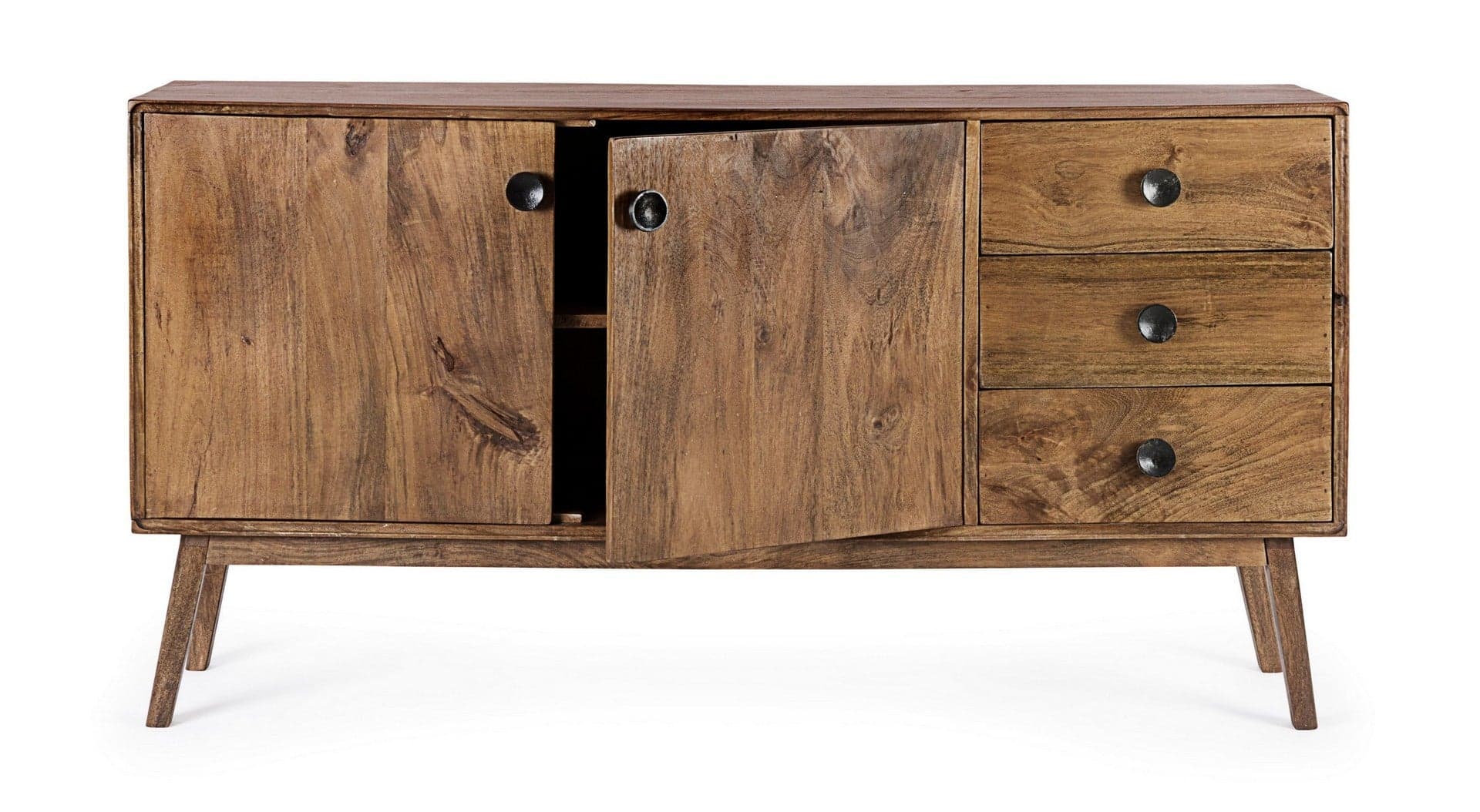 Credenza "Sylvester" con struttura e gambe in legno di mango, mobile in stile vintage in Credenze Decor Space - Altamura, commercioVirtuoso.it